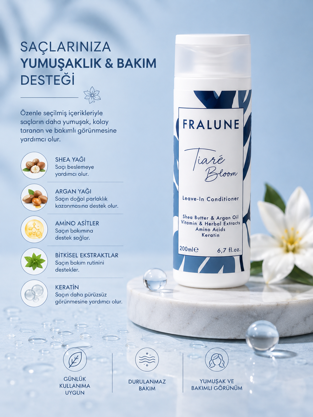 Fralune Saç Bakım Kremi | Yumuşaklık, Parlaklık ve Kolay Tarama İçin Saç Bakımı