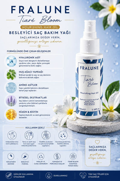 Fralune Besleyici Saç Bakım Yağı 100 ml | Parlaklık ve Yumuşaklık İçin Saç Ucu Bakımı